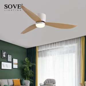 Plafonnier LED bois naturel design scandinave moderne ventilateur lumière chambre salon éclairage chaleureux économique élégant