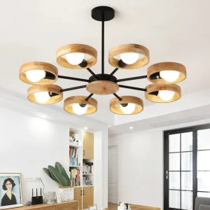 Plafonnier LED bois naturel design scandinave nordique moderne salon chambre éclairage chaleureux économique élégant Plafonnier LED bois naturel design scandinave nordique moderne salon chambre éclairage chaleureux économique élégant