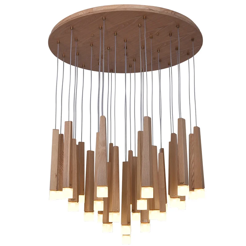 Suspension bois LED design nordique moderne luminaire loft chambre salon éclairage chaleureux économique élégant