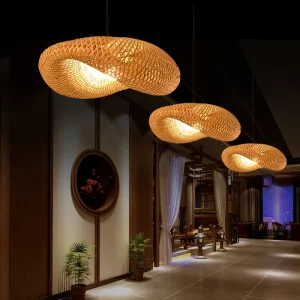 Suspension en Bambou Tissé Design Moderne Asiatique Luminaire Élégant pour Salon Cuisine Restaurant ou Hôtel Suspension en Bambou Tissé Design Moderne Asiatique Luminaire Élégant pour Salon Cuisine Restaurant ou Hôtel