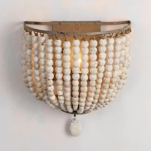 Lampe murale bois perles design rustique nordique éclairage intérieur chaleureux salon chambre cuisine décoration artisanale Lampe murale bois perles design rustique nordique éclairage intérieur chaleureux salon chambre cuisine décoration artisanale