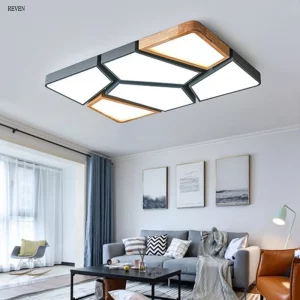 Plafonnier LED bois naturel design scandinave nordique moderne salon chambre éclairage chaleureux économique élégant