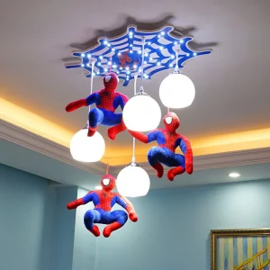 Plafonnier LED suspendu design super-héros araignée toile enfant chambre salle jeux éclairage ludique安全 économique