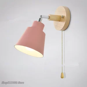 Applique murale nordique en bois avec interrupteur à fermeture éclair  design moderne et scandinave pour chambre  salon  éclairage chaleureux et économique