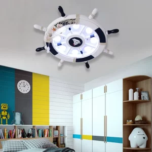 Plafonnier LED rudder maritime bois style nautique éclairage chambre enfant nursery mer océan décoration navire design chaleureux durable économique Plafonnier LED rudder maritime bois style nautique éclairage chambre enfant nursery mer océan décoration navire design chaleureux durable économique