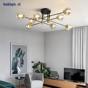 Plafonnier LED moderne métal verre transparent style nordique salon salle à manger éclairage chaleureux économique élégant