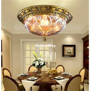 Plafonnier LED bronze et cristal design moderne luminaire décoratif salon salle à manger éclairage chaleureux élégant