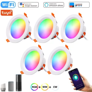 Plafonnier LED intelligent Wi-Fi RGB Tuya 220V compatible Alexa Google Home lumière chaude froide éclairage personnalisable modern design salon chambre Plafonnier LED intelligent Wi-Fi RGB Tuya 220V compatible Alexa Google Home lumière chaude froide éclairage personnalisable modern design salon chambre