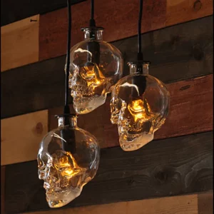 Suspension en verre crâne lumière dorée style industriel audacieux pour loft bar restaurant Suspension en verre crâne lumière dorée style industriel audacieux pour loft bar restaurant