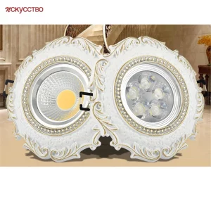 Plafonnier LED en résine et métal design baroque rococo éclairage chaleureux salon chambre décoration élégante lumière dorée économies d’énergie