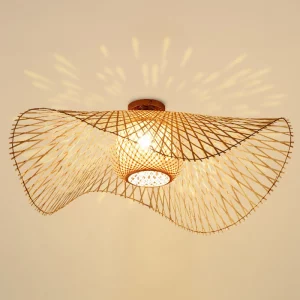 Plafonnier en bambou design scandinave moderne lumière chaleureuse intérieure salon chambre cuisine bureau décor naturelle élégance durable