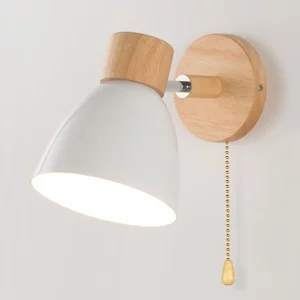 Applique murale nordique en bois avec interrupteur  design scandinave moderne  éclairage chaleureux pour chambre  salon  cuisine ou bureau