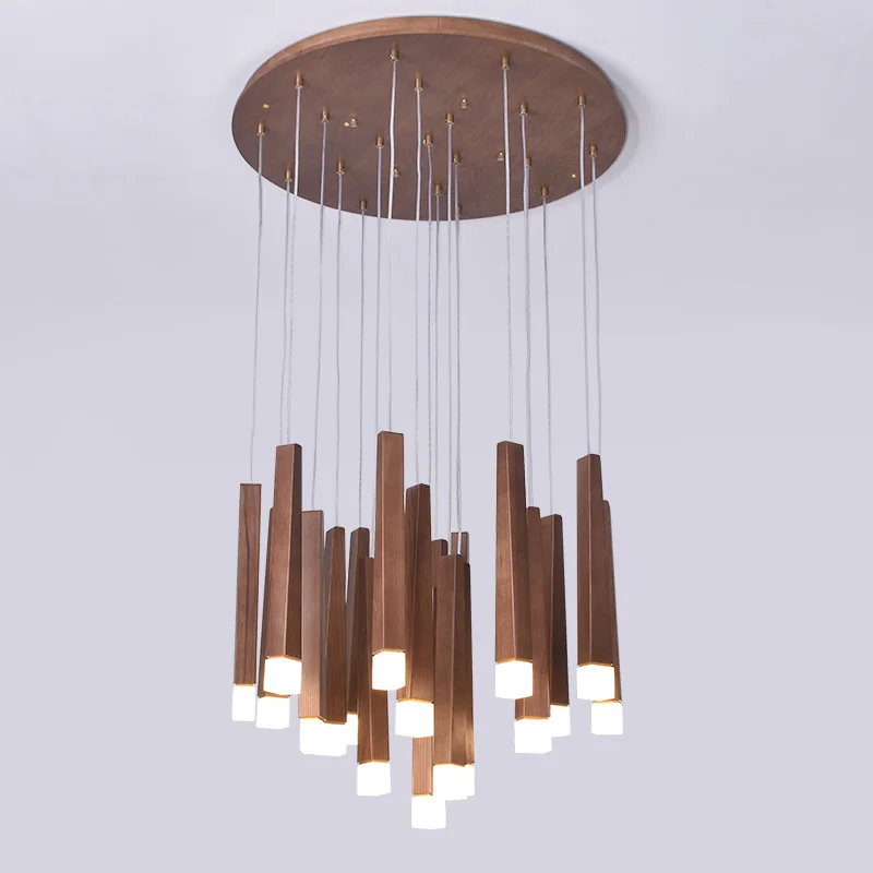 Suspension bois LED design nordique moderne luminaire loft chambre salon éclairage chaleureux économique élégant