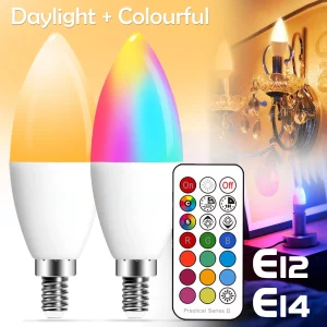 Ampoule LED E14 couleur bougie RGB contrôleur 220V dimmable lampe intelligente pour salon chambre cuisine salle à manger éclairage personnalisable moderne économie d’énergie Ampoule LED E14 couleur bougie RGB contrôleur 220V dimmable lampe intelligente pour salon chambre cuisine salle à manger éclairage personnalisable moderne économie d’énergie