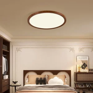 Plafonnier en bois naturel LED design moderne minimaliste pour salon chambre éclairage chaleureux économie d’énergie élégance scandinave