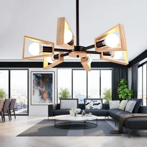 Lustre suspendu bois naturel design scandinave moderne salon salle à manger éclairage intérieur élégant chaleureux lumière douce Lustre suspendu bois naturel design scandinave moderne salon salle à manger éclairage intérieur élégant chaleureux lumière douce