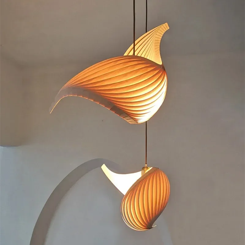 Suspension en bois design nordique moderne luminaire chambres salons éclairage chaleureux lumière douce élégance naturelle