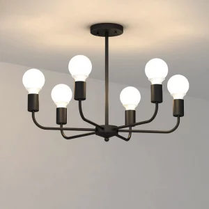 Lustre industriel moderne en métal noir  suspension LED design épuré pour salon  chambre  hôtel