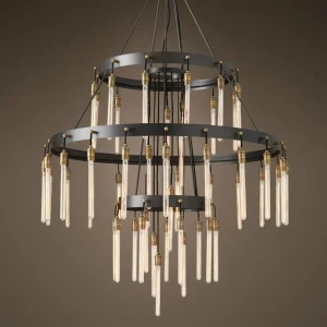 Chandelier LED vintage-industriel métal laiton design américain classique salon chambre hall éclairage chaleureux économique élégant Chandelier LED vintage-industriel métal laiton design américain classique salon chambre hall éclairage chaleureux économique élégant