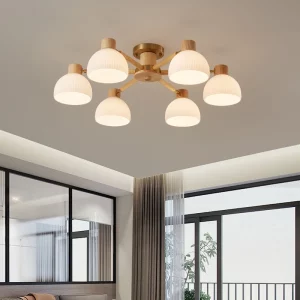 Plafonnier LED bois naturel design nordique moderne éclairage chaleureux salon chambre cuisine bureau économie d’énergie élégance scandinave