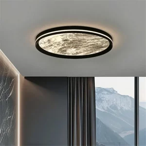 Plafonnier moderne minimaliste effet marbre LED lumière douce intérieure élégance design contemporain chambre salon bureau