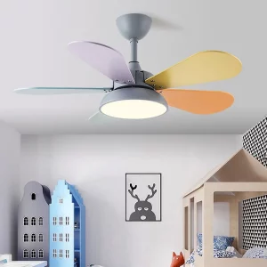 Ventilateur plafond LED design moderne multicolore chambre enfant salle à manger éclairage fonctionnel économique télécommande incluse