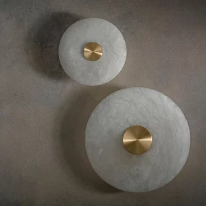 Plafonnier LED marbre naturel doré design moderne épuré salon chambre couloir éclairage atmosphère élégante économie d’énergie