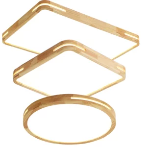 Plafonnier LED bois naturel design scandinave nordique moderne chambre salon éclairage chaleureux économique élégant