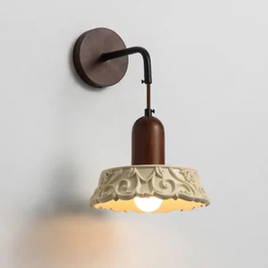 Applique murale bois résine crème design rustique vintage éclairage chaleureux chambre salon couloir déco française élégante économique