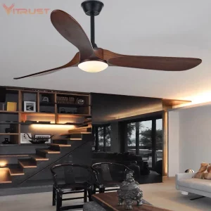 Plafonnier ventilateur bois naturel design moderne nordique LED éclairage chaleureux économies d’énergie finition métal noir salon chambre Plafonnier ventilateur bois naturel design moderne nordique LED éclairage chaleureux économies d’énergie finition métal noir salon chambre