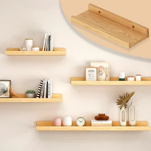 Étagère murale bois naturel design moderne minimaliste pour salon chambre salle de bain rangement affichage décoratif élégant facile à installer