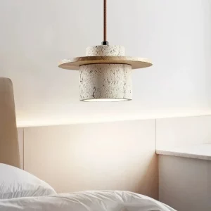 Suspension bois pierre LED design moderne nordique lumière chaleureuse chambre salon éclairage économique élégant Suspension bois pierre LED design moderne nordique lumière chaleureuse chambre salon éclairage économique élégant