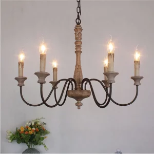 Plafonnier chandelier bois métal design rustique vintage salon chambre salle à manger éclairage chaleureux élégance naturelle lumière intérieure déco