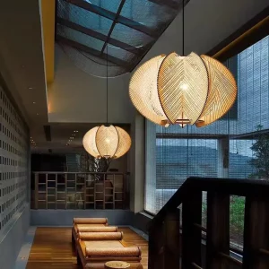 Suspension en rotin design scandinave lumière douce pour salon chambre éclairage moderne zen ambiance chaleureuse naturelle Suspension en rotin design scandinave lumière douce pour salon chambre éclairage moderne zen ambiance chaleureuse naturelle
