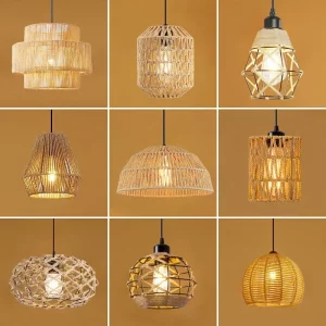 Suspension en rotin style nordique design scandinave éclairage chaleureux pour salon chambre salle à manger décoration intérieure lumière ambiant naturelle Suspension en rotin style nordique design scandinave éclairage chaleureux pour salon chambre salle à manger décoration intérieure lumière ambiant naturelle