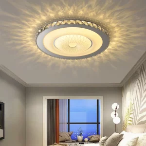 Plafonnier LED cristal moderne design élégant projection étoile salon chambre salle à manger hôtel cuisine lumière uniforme économie d’énergie certification internationale