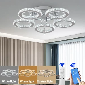 Plafonnier LED cristal moderne design élégant suspension luminaire intérieur éclairage adaptable chambre salon décoration intérieure