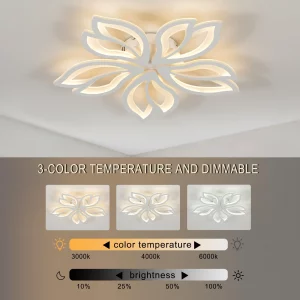 Plafonnier LED moderne design floral éclairage adaptable lumière douce intérieur contemporain salon chambre cuisine bureau
