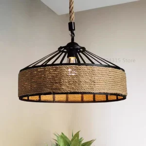 Suspension en corde de chanvre et métal design industriel et rustique éclairage chaleureux pour salon salle à manger cuisine décoration intérieure élégante et fonctionnelle Suspension en corde de chanvre et métal design industriel et rustique éclairage chaleureux pour salon salle à manger cuisine décoration intérieure élégante et fonctionnelle