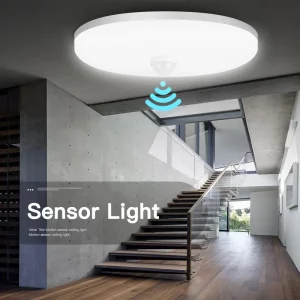 Plafonnier LED capteur de mouvement design moderne minimaliste pour salon couloir escalier balcon porche éclairage intelligent économique élégant