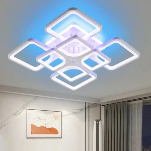 Plafonnier moderne design minimaliste lumière bleue effet artistique salon chambre éclairage intérieur élégant durable