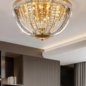 Plafonnier américain en cristal de luxe  luminaire décoratif design scandinave moderne pour chambre  salon  restaurant  éclairage élégant et chaleureux