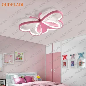 Plafonnier LED en métal design papillon chambre enfant éclairage doux rose blanc décoratif Plafonnier LED en métal design papillon chambre enfant éclairage doux rose blanc décoratif