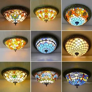 Plafonnier vintage turc décoration d’intérieur lumière montée sur Tiffany verre rond chambre à coucher hôtel couloir salon éclairage chaleureux design industriel style rustique Plafonnier vintage turc décoration d’intérieur lumière montée sur Tiffany verre rond chambre à coucher hôtel couloir salon éclairage chaleureux design industriel style rustique