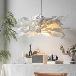 Suspension papier plissé design moderne nuage artistique éclairage LED lumière douce décoration intérieure salon chambre mariage