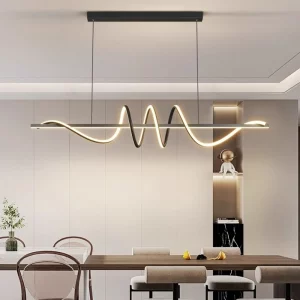Suspension métal LED design moderne minimaliste éclairage chaleureux salle à manger salon lumière ondulée protection des yeux 2024
