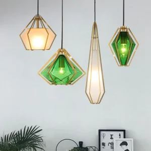 Suspension LED design moderne nordique en verre vert et blanc luminaire décoratif pour salle à manger salon ou chambre Suspension LED design moderne nordique en verre vert et blanc luminaire décoratif pour salle à manger salon ou chambre