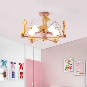 Plafonnier en bois girafe design nordique LED éclairage chaleureux chambre enfant salle séjour décoratif économique Plafonnier en bois girafe design nordique LED éclairage chaleureux chambre enfant salle séjour décoratif économique