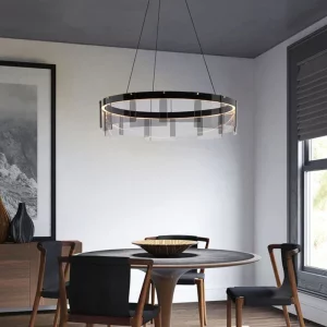 Suspension design moderne minimaliste en verre et métal  éclairage LED diffus pour salon  salle à manger  chambre et cuisine