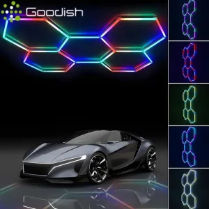Plafonnier LED en nid d’abeille RGB  design moderne futuriste  éclairage multicolore  pour atelier  garage  studio  salle  bureau  décoration industrielle épurée